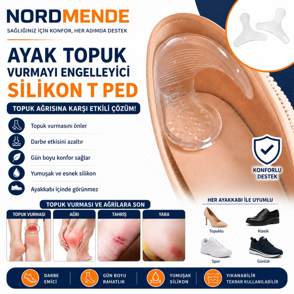 Silikon T Ped Ayak Topuk Vurmayı Önleyici Topuk Koruyucu