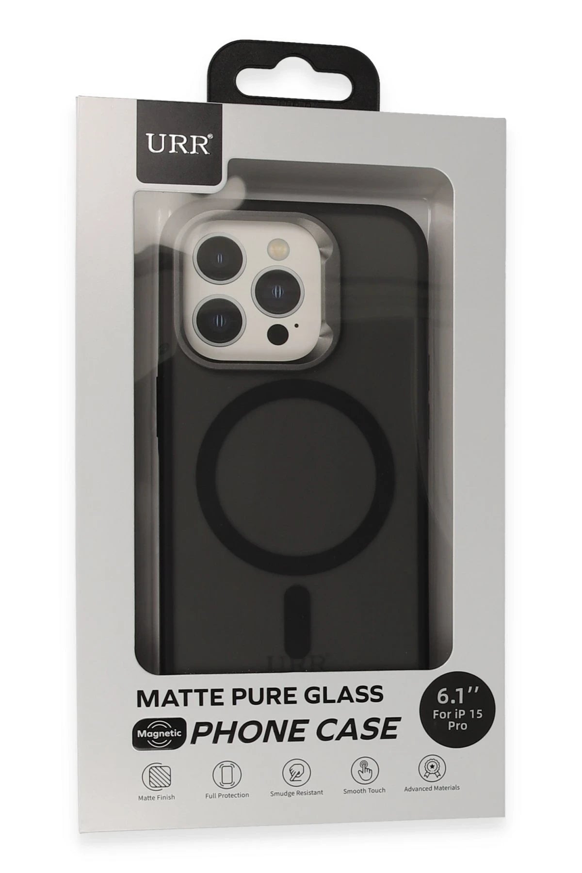 URR Apple iPhone 15 Pro Max Metal Frame Matte Magsafe Kapak - Siyah