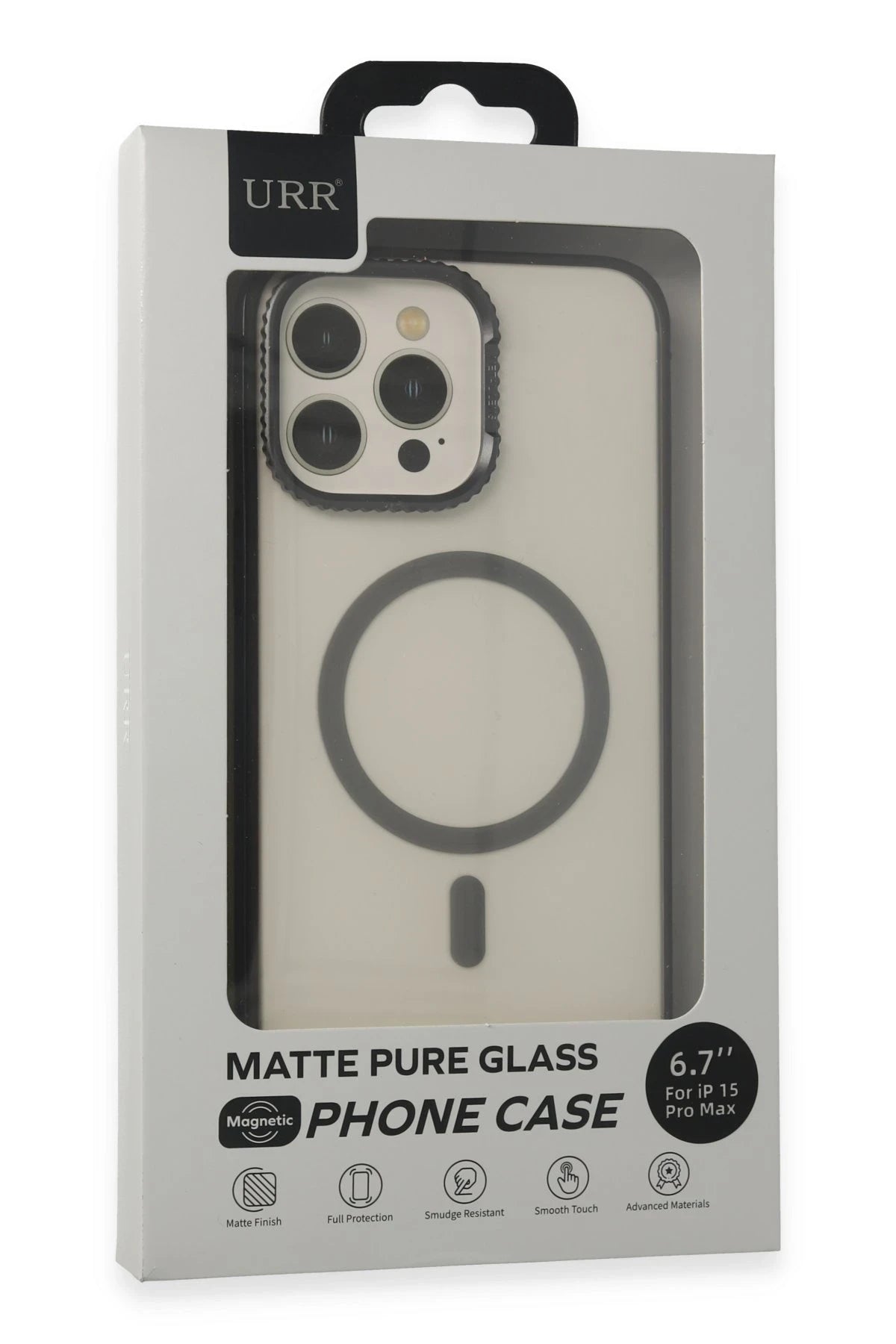 URR Apple iPhone 15 Pro Max PVDSS Lens Titanium Edge Magsafe Kapak - Siyah