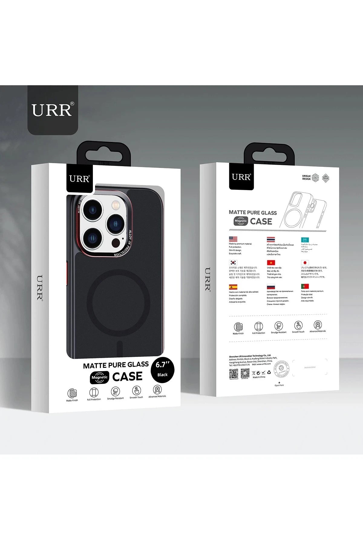 URR Apple iPhone 16 Pro Max Matte Pure Glass Magsafe Kapak - Siyah