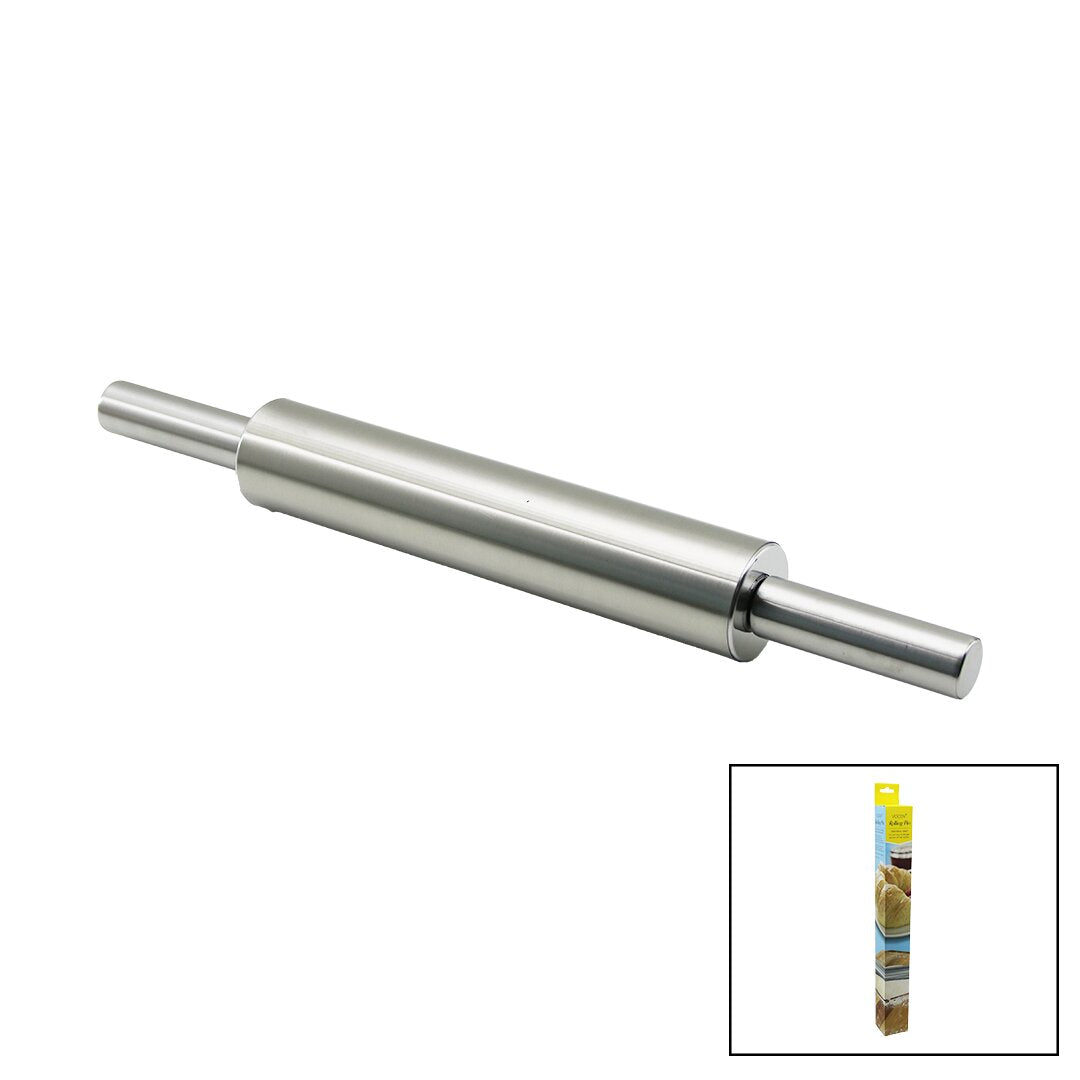 VOCEN ROLLİNG PİN ÇELİK METAL MERDANE - HAMUR RULOSU MERDANE: 25CM - SAP: 2X9CM =T.UZUNLUK:43CM (5643)