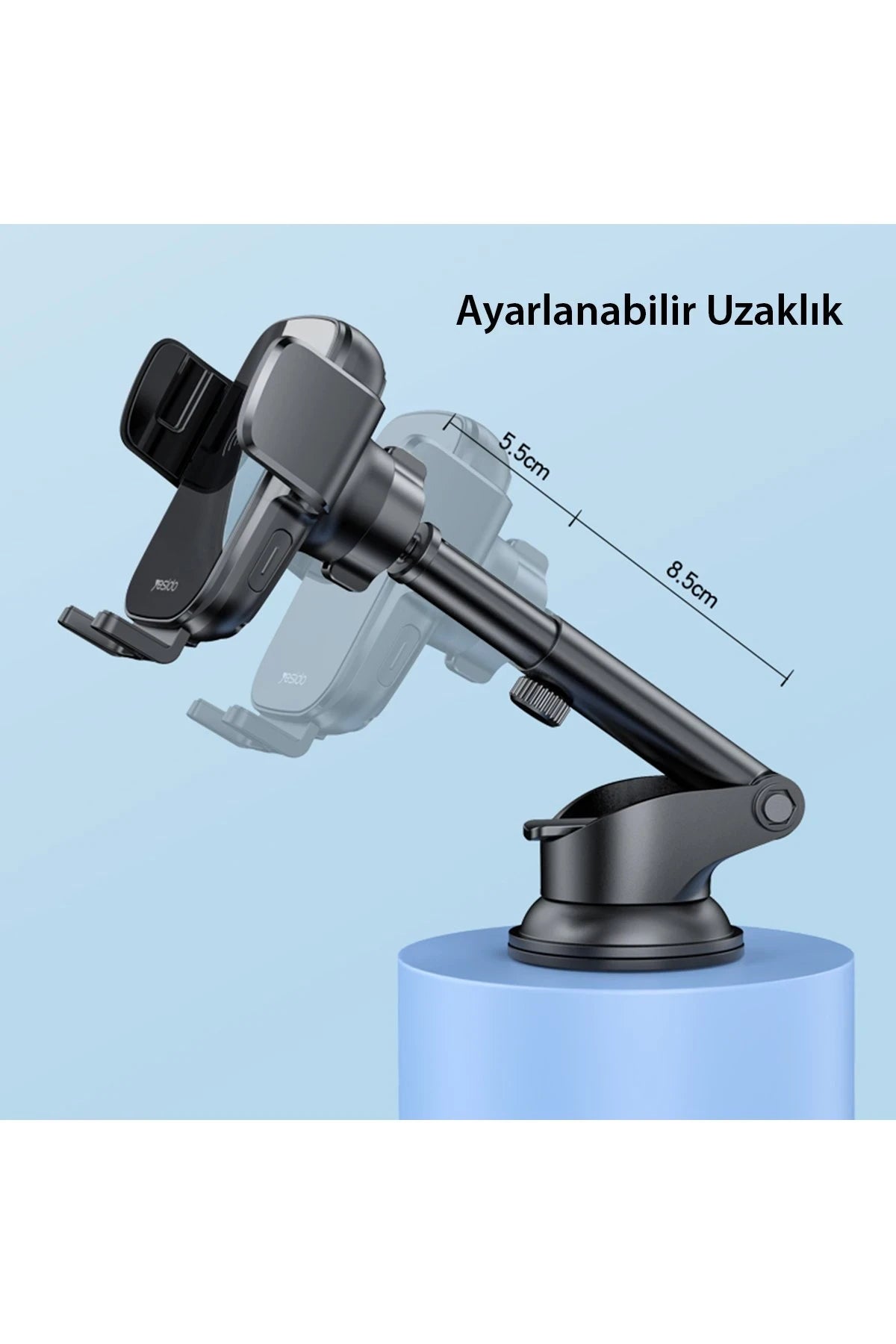 Yesido C186 Izgara Klipsli ve Vantuzlu 15W Kablosuz Şarjlı Araç Tutucu - Siyah