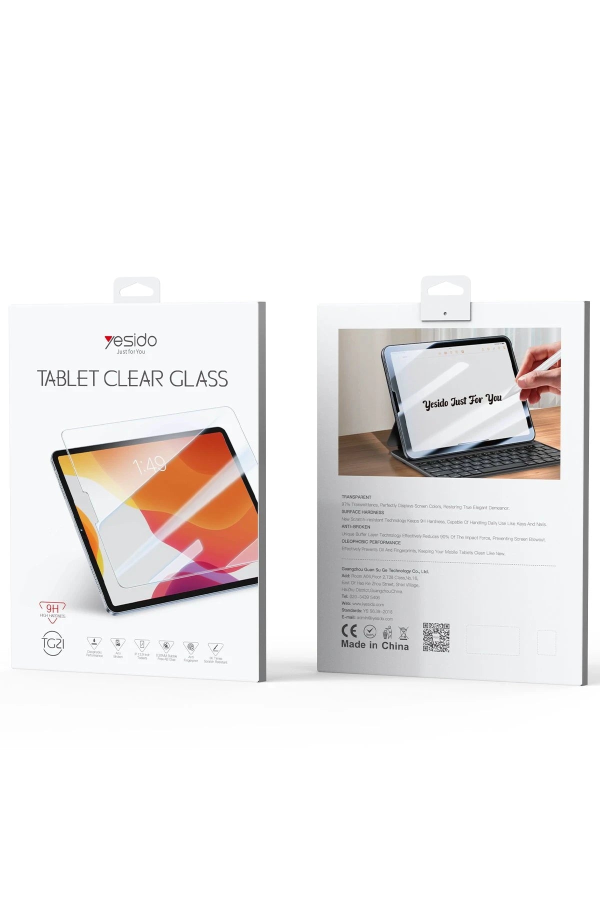 Yesido Apple TG20 iPad Pro 12.9 (2022) Clear Tablet Cam Ekran Koruyucu - Şeffaf