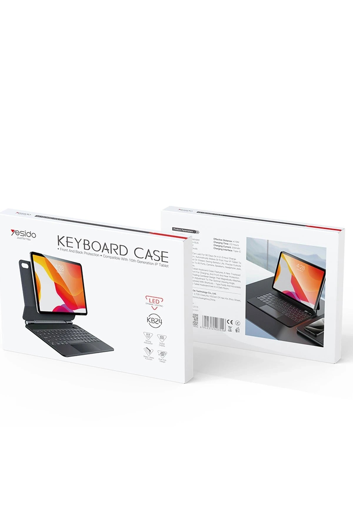 Yesido Apple iPad 2025 10.9 10.Nesil (A16) KB24 Tecno Klavyeli Tablet Kılıfı - Siyah