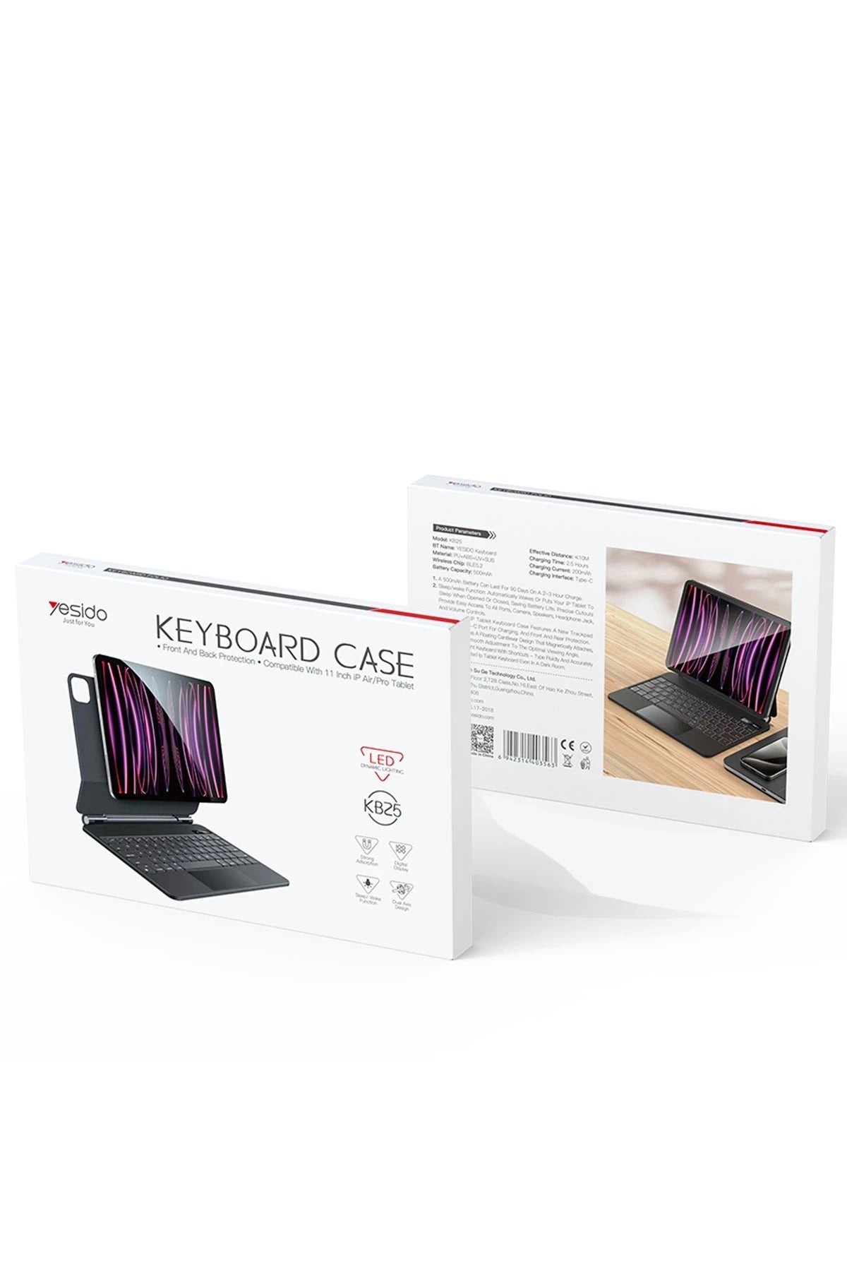 Yesido Apple KB25 iPad Pro 11 (2022) Tecno Klavyeli Tablet Kılıfı - Siyah