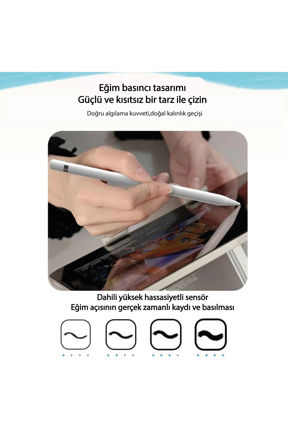 Yesido ST13 BT 5.1 Capasitive Lightning Dokunmatik Stylus Pen Kalem - Beyaz