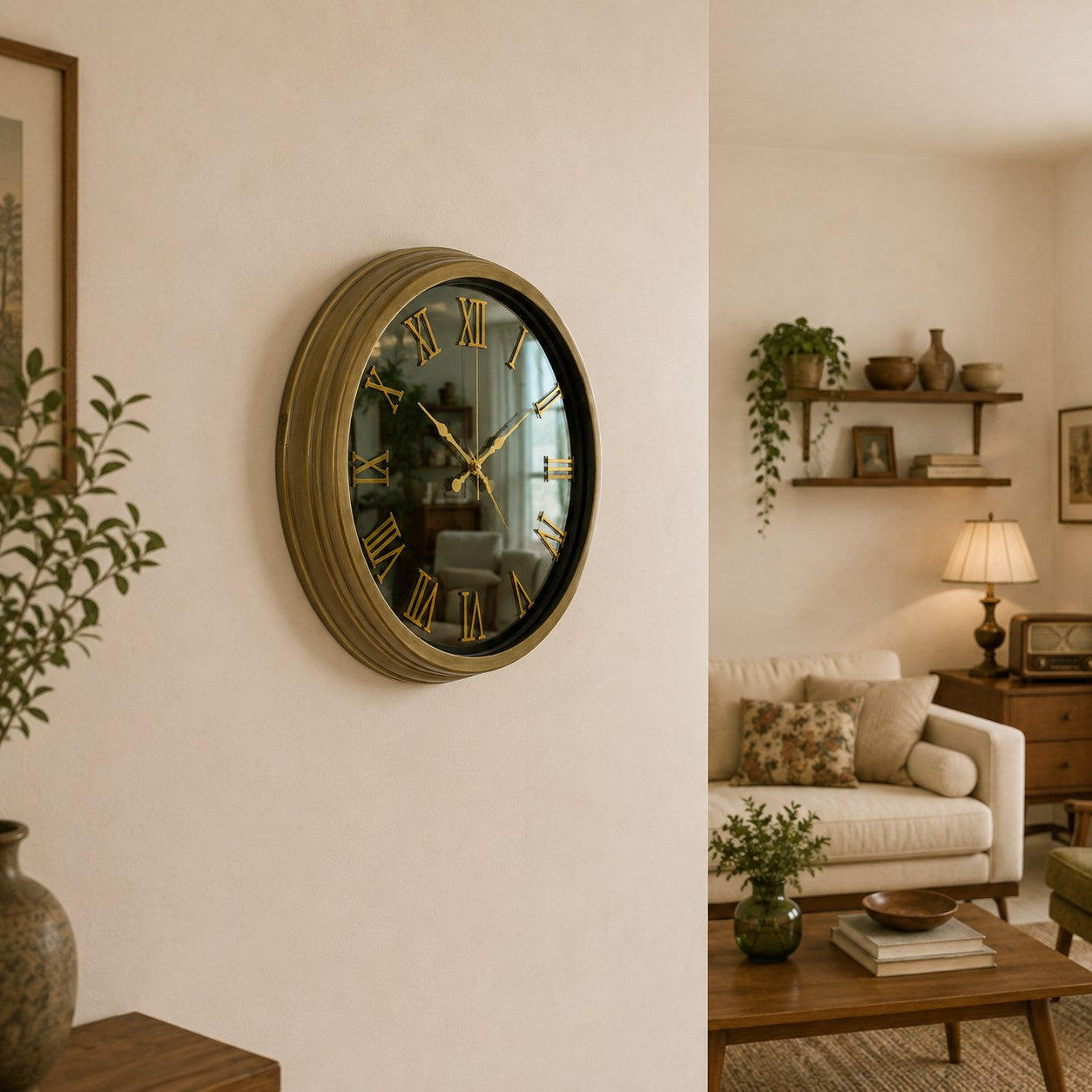 Eskitme Grand Roma Aynalı 40 x 40 Cm Duvar Saati