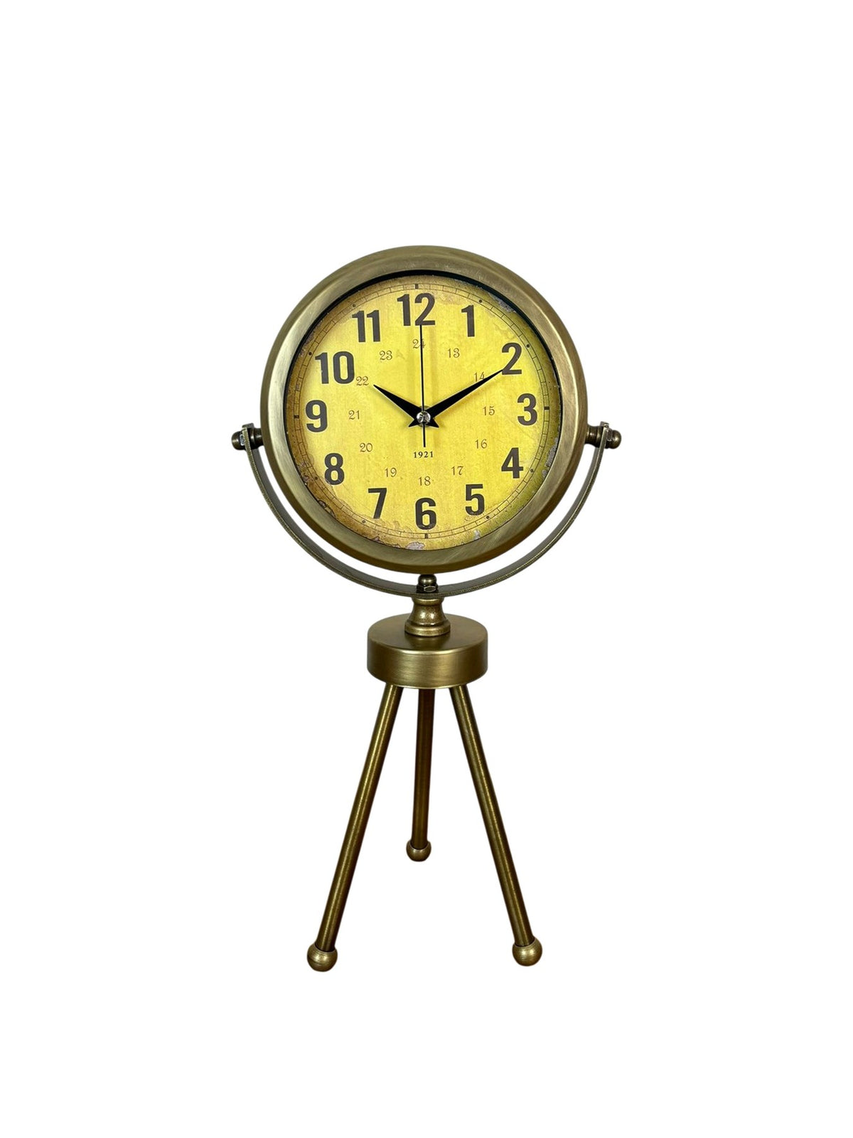 Retro Antique Üç Ayaklı Metal Eskitme Masa Saati