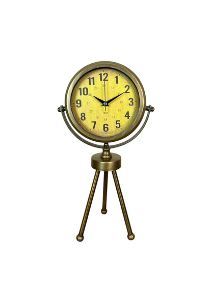 Retro Antique Üç Ayaklı Metal Eskitme Masa Saati