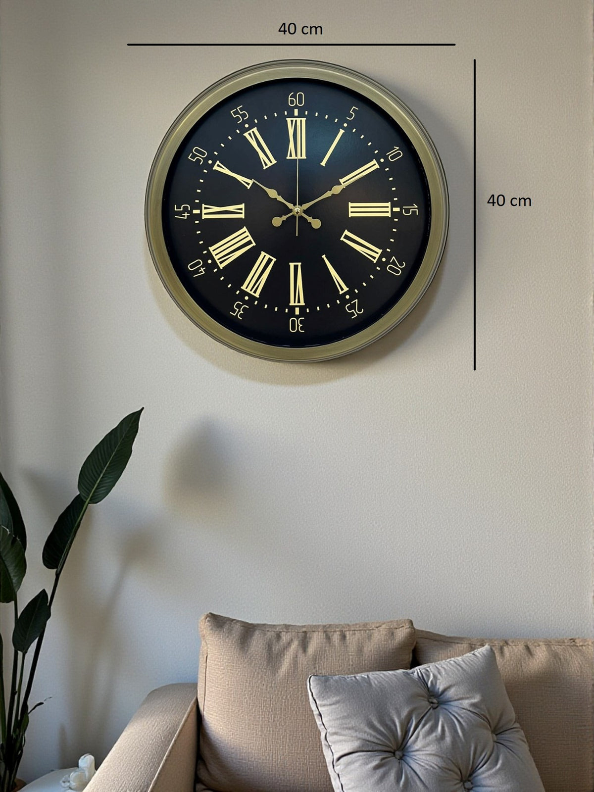 40 Cm Metal Antik Roma Eskitme Duvar Saati