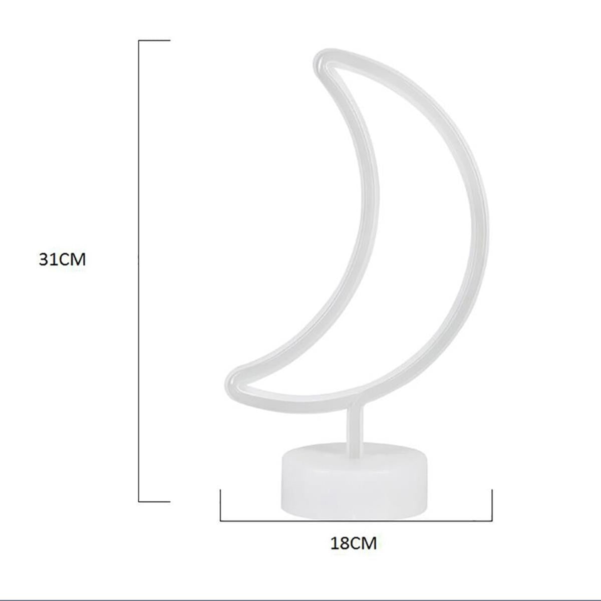 BUFFER® Dekoratif Pilli Ay Tasarımlı 3D Neon Led Masa Ve Gece Lambası