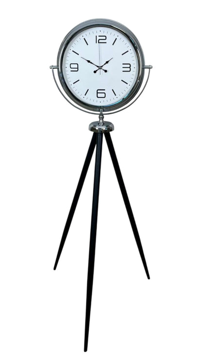 Markasız - Duvar Saati - ⏱️ Krom Tripod Ayaklı Dekoratif Saat – 150 × 45 cm (Beyaz Kadran) Mode