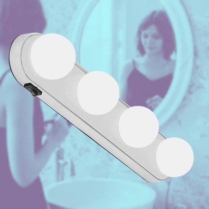 BUFFER® Kablosuz Parlak Banyo Stüdyo Makyaj Aynası Işığı Pilli Vantuzlu Taşınabilir 4 Led Ampul