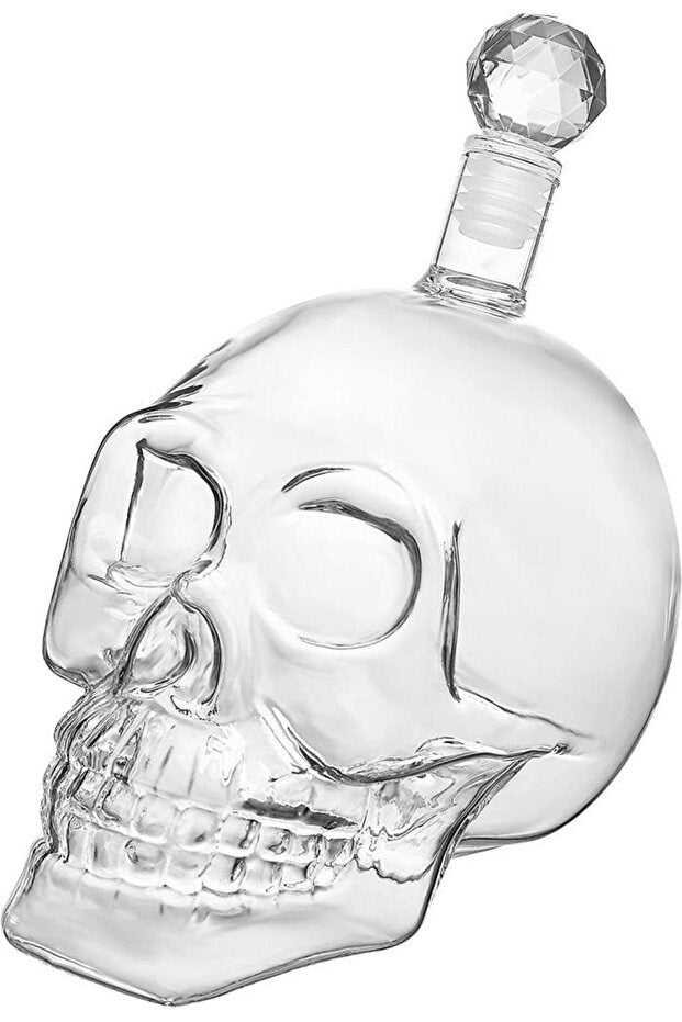 Crystal Head Kuru Kafa Cam Şişe Viski Likör Hediyelik Sürahi (550 ML)