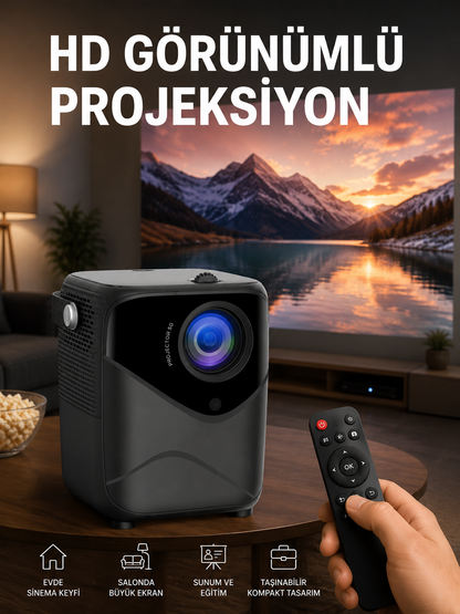 Yüksek HD Görünümlü Taşınabilir Projeksiyon Cihazı
