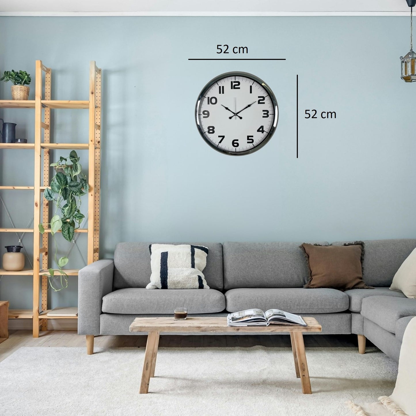 Krom 52 Cm Metal Klasik Duvar Saati