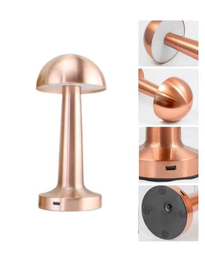 Şarjlı LED Masa Lambası 3 Kademe Dokunmatik Bronz Modern Tasarım