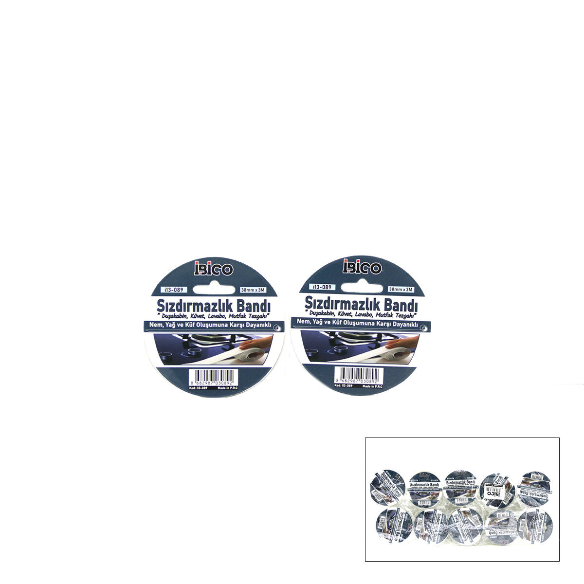 10 ADET 38MMX3MT SU SIZDIRMAZ BANT BEYAZ (5643)