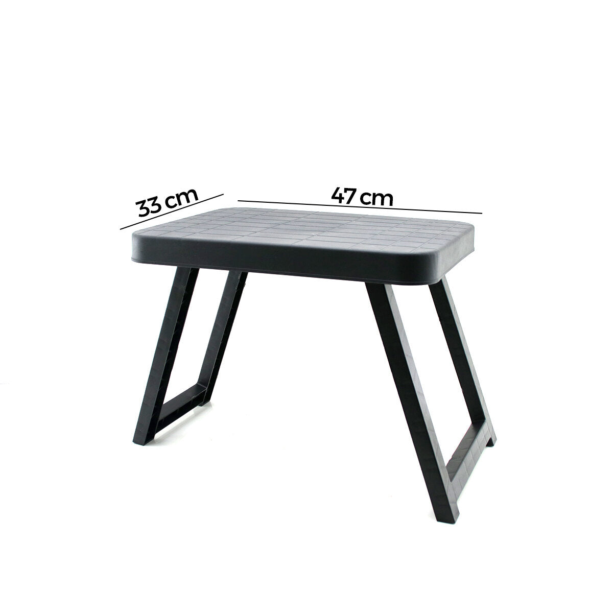 10 ADET KÜÇÜK= 47X33CM KAMP - PİKNİK MASASI SİYAH PLASTİK KATLANABİLİR AYAKLI=38CM (5643)