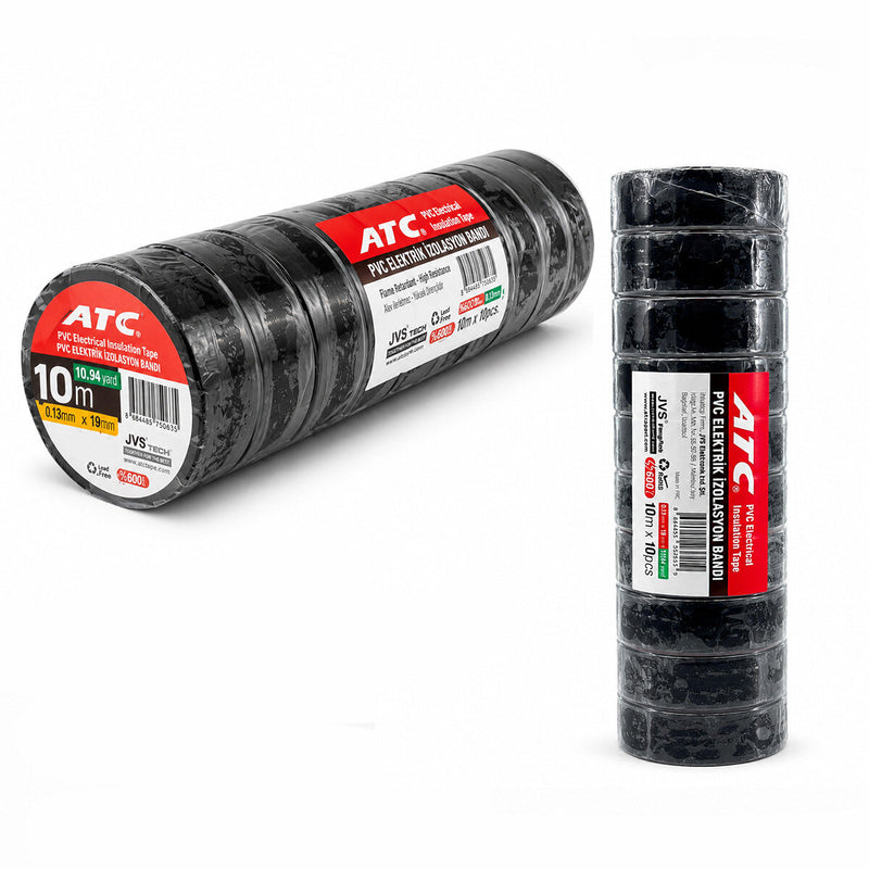 10 ADET LÜX SİYAH PVC İZOLASYON ELEKTRİK BANDI 0.13X19X11YDS 10MM - 1 PAKET GÖNDERİLİR - 1 PAKET İÇİNDE 10 ADET BANT VARDIR (5643)