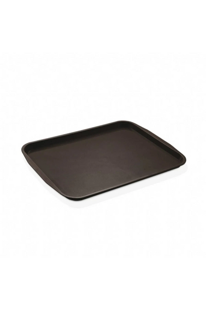 10 Adet Siyah Midi Boy Plastik Servis Tepsisi Kırılmaz Lokanta Büfe Fast Food Kullanım (44x32 Cm)