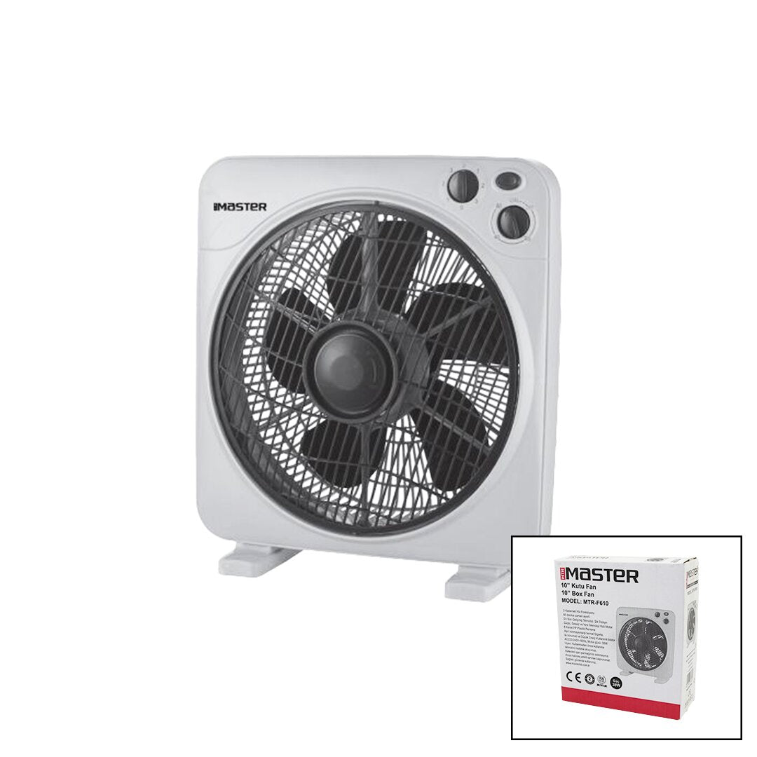 10 İNÇ KUTU FAN VANTİLATÖR 3 KADEME HIZ 6 PLASTİK KANAT 38W 60DK.ZAMAN AYARLI MTR-F610 (5643)