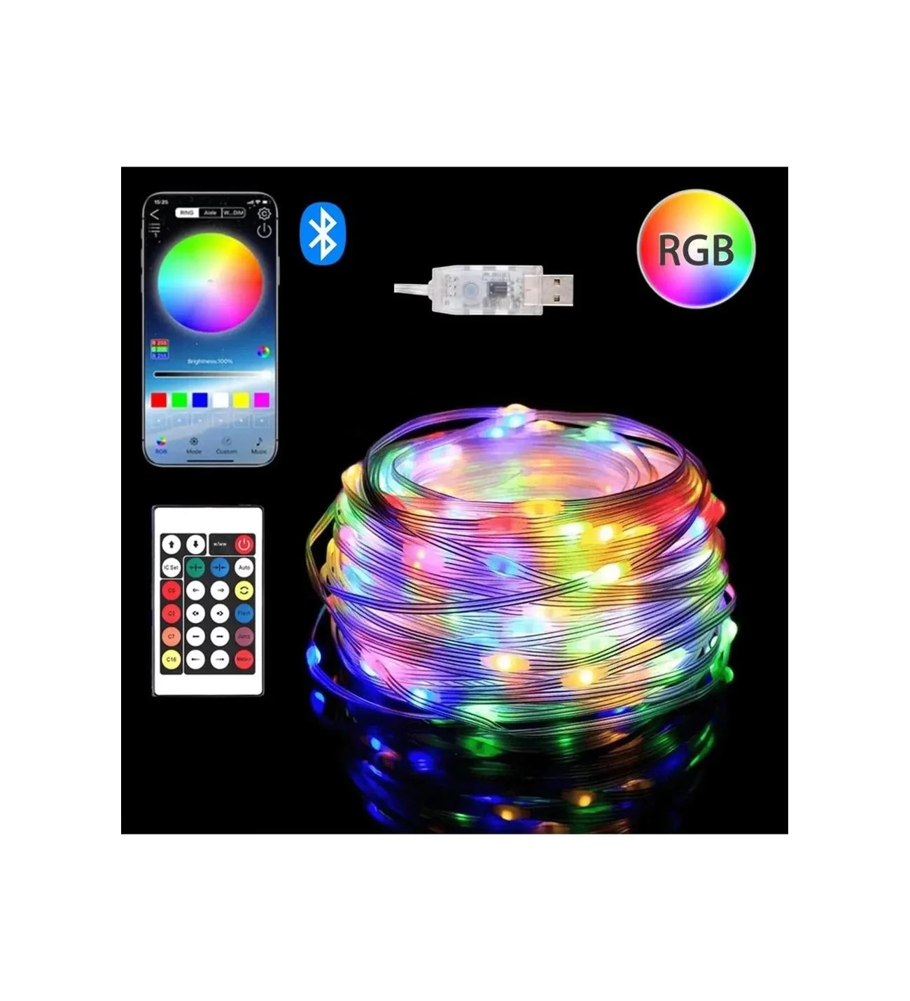 10 Metre, Led Şerit, Usb Bağlantılı, Kumandalı, Ambiyans Işığı SDR-LED-109 (5643)