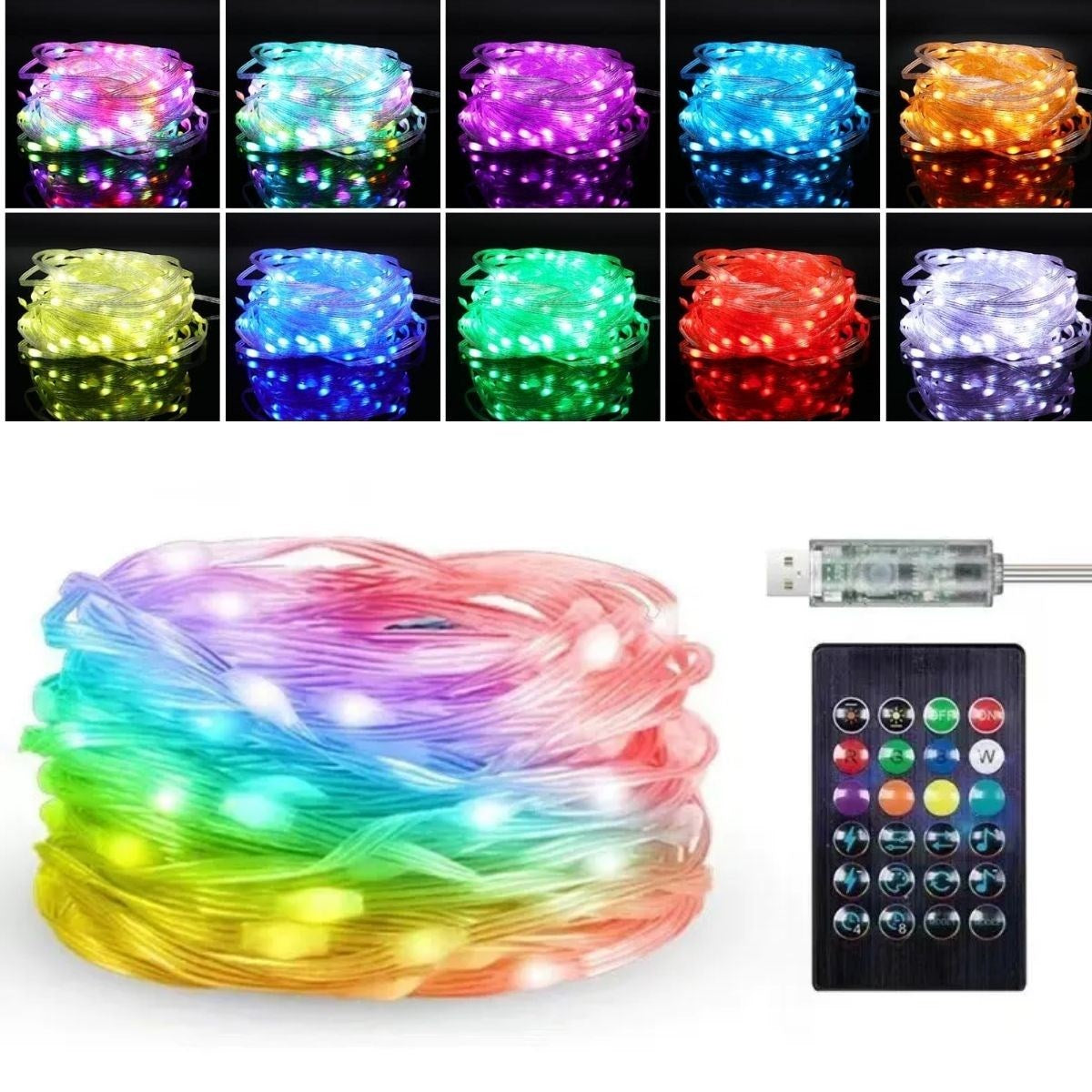 10 MT Uzaktan Kumandalı USB LED Işık – Çok Modlu Dekoratif Ortam Aydınlatmas (5643)