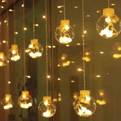 10 Sarkıtlı Kumandalı Dekoratif Top İçi Mini Toplu LED Günışığı Rengi Dekoratif Aydınlatma (5643)