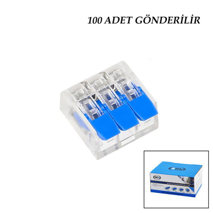100 ADET 3 LÜ 2X2.5 KABLO GEÇMELİ MANDALLI BUAT KLEMENSİ (5643)