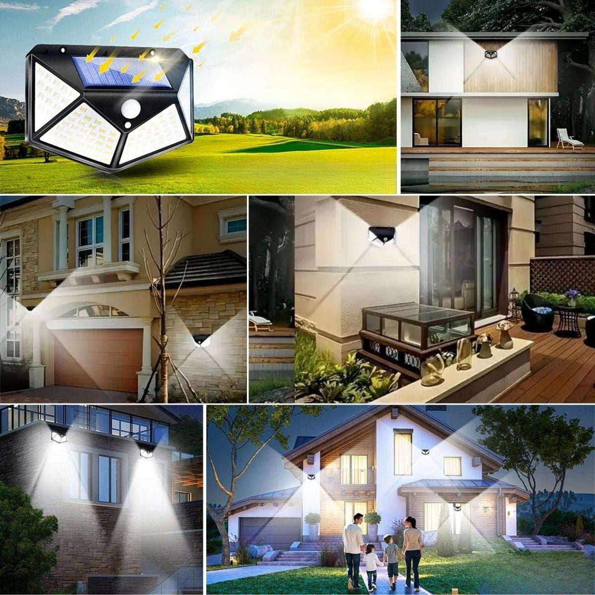 100 Ledli 3 Farklı Aydınlatma Ayarlı Solar Güneş Enerjili Hareket Sensörlü Bahçe Duvar Lambası (5643)