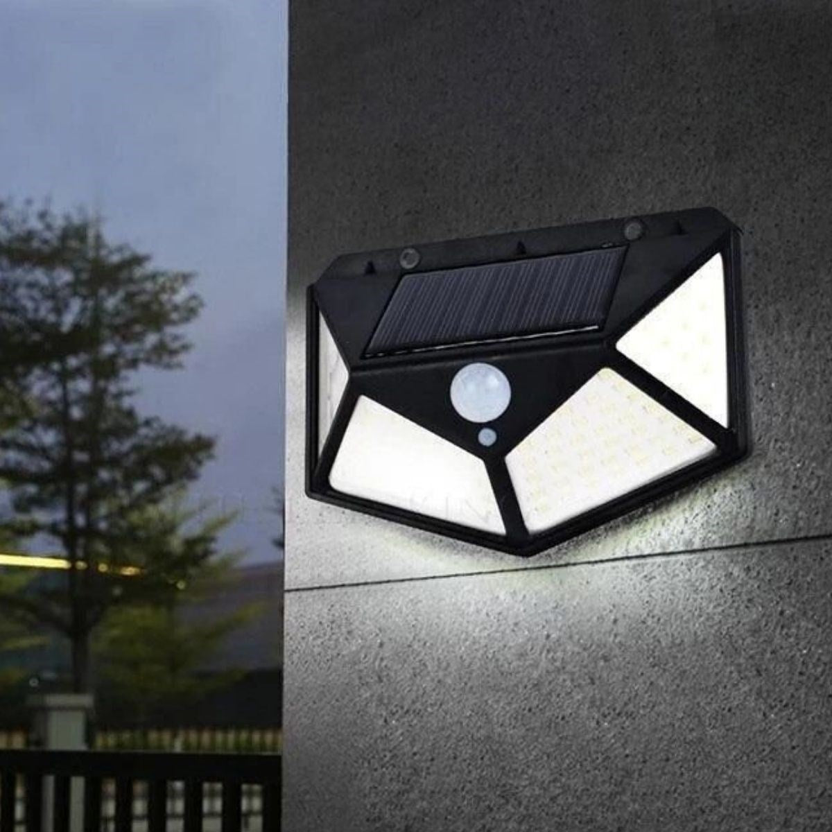 100 Ledli 3 Farklı Aydınlatma Ayarlı Solar Güneş Enerjili Hareket Sensörlü Bahçe Duvar Lambası (5643)