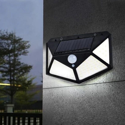 100 Ledli 3 Farklı Aydınlatma Ayarlı Solar Güneş Enerjili Hareket Sensörlü Bahçe Duvar Lambası (5643)