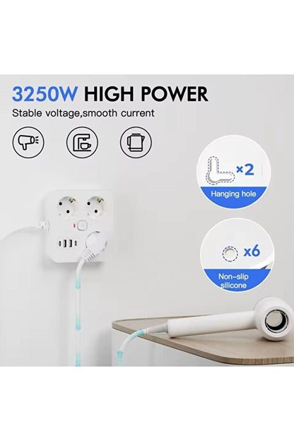 sonx Akım Korumalı Avrupa Tip-C USB Soket Kartı 2 Metre - Güvenli ve Uzun Kablo Çözümü