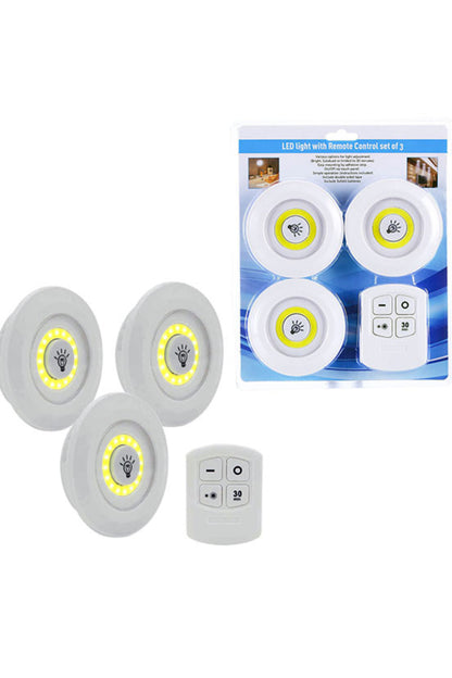 3lü Uzaktan Kumandalı Yapışkanlı Kablosuz Led Spot Lambalar (5643)