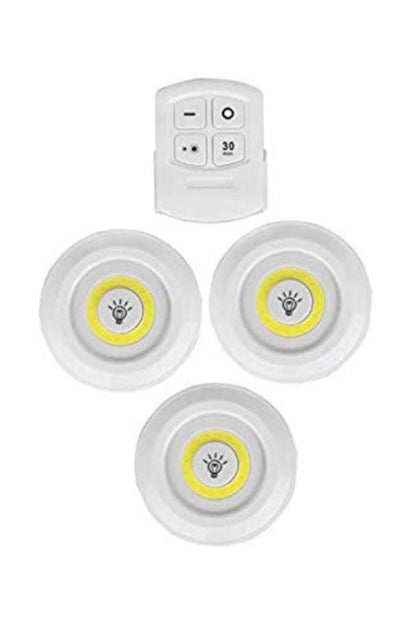 3lü Uzaktan Kumandalı Yapışkanlı Kablosuz Led Spot Lambalar (5643)