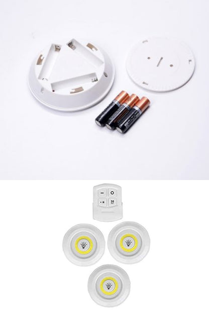 3lü Uzaktan Kumandalı Yapışkanlı Kablosuz Led Spot Lambalar (5643)