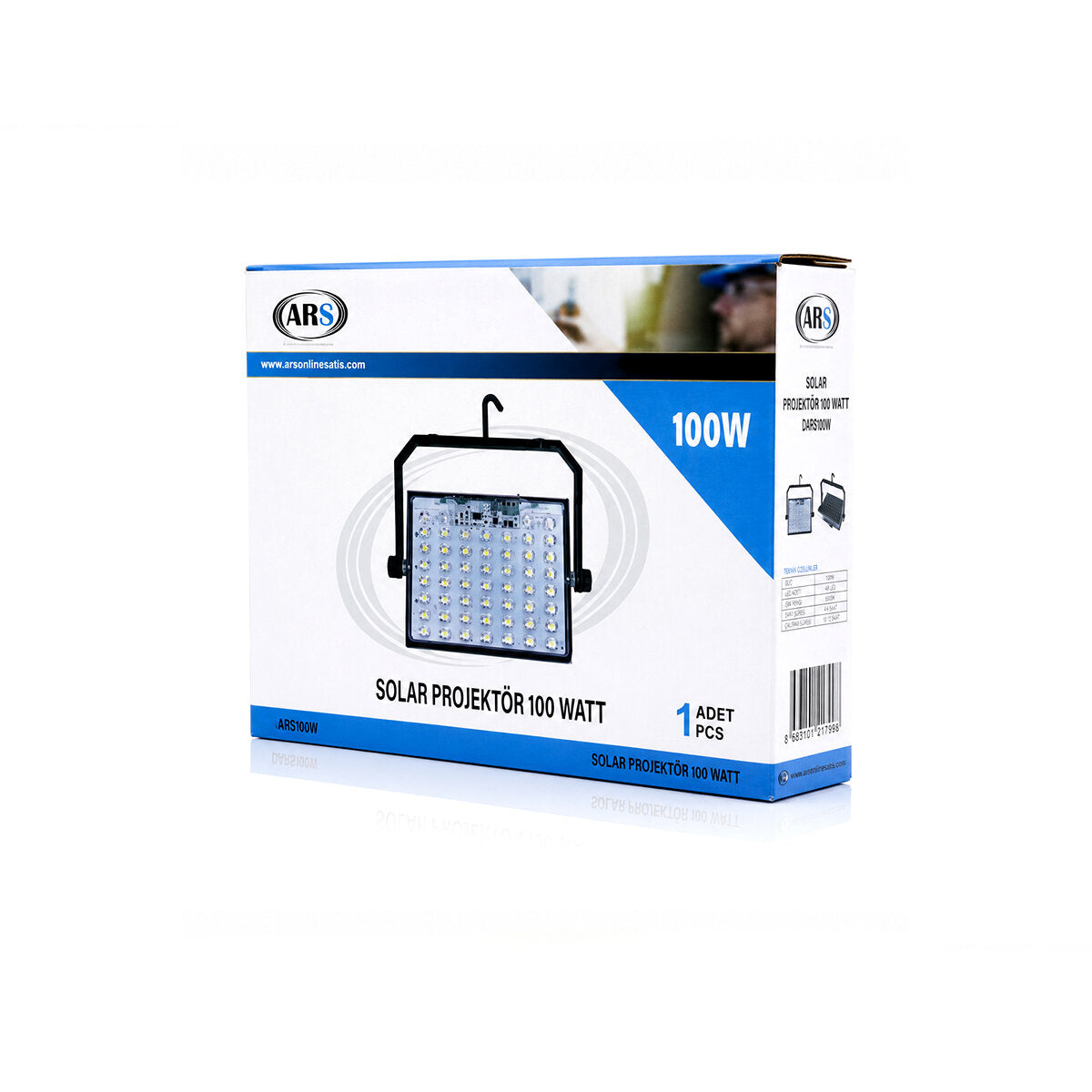 100W GÜNEŞ ENERJİLİ LED IŞIK SOLAR PROJEKTÖR - FENER KAMP - DIŞ MEKAN 3 FARKLI LED IŞIK 348960 LMB (5643)