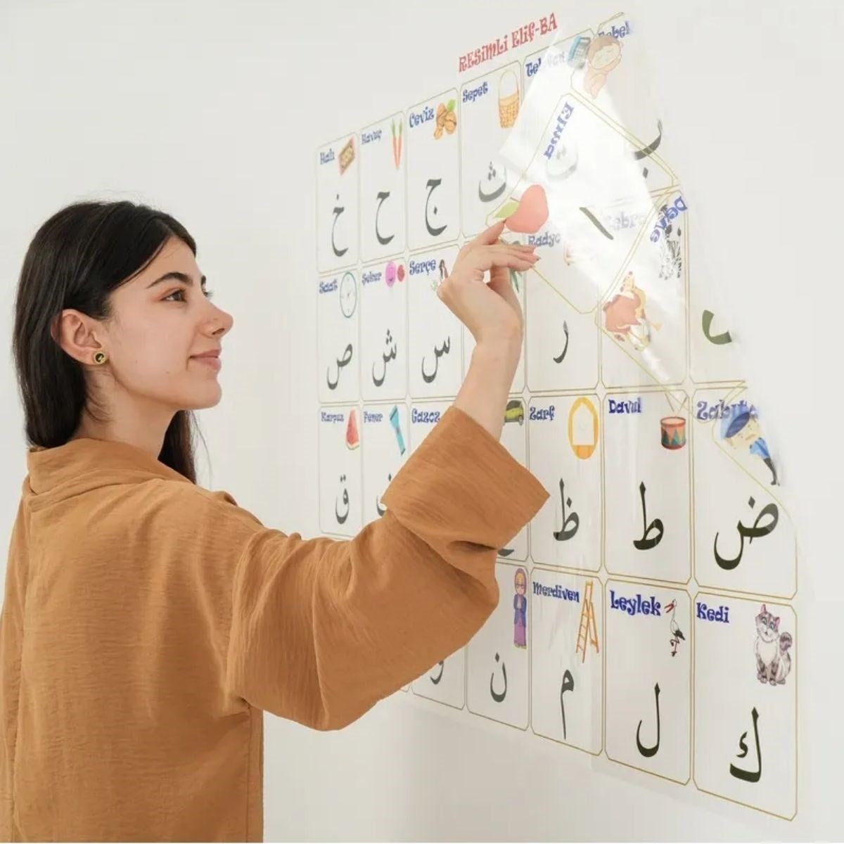 70x100 cm Statik Kağıt Elif-Ba Öğrenme Tahtası (5643)