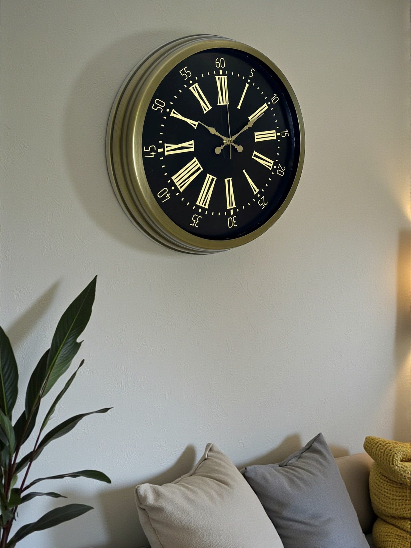 40 Cm Metal Antik Roma Eskitme Duvar Saati