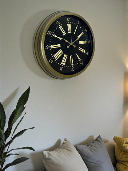 40 Cm Metal Antik Roma Eskitme Duvar Saati