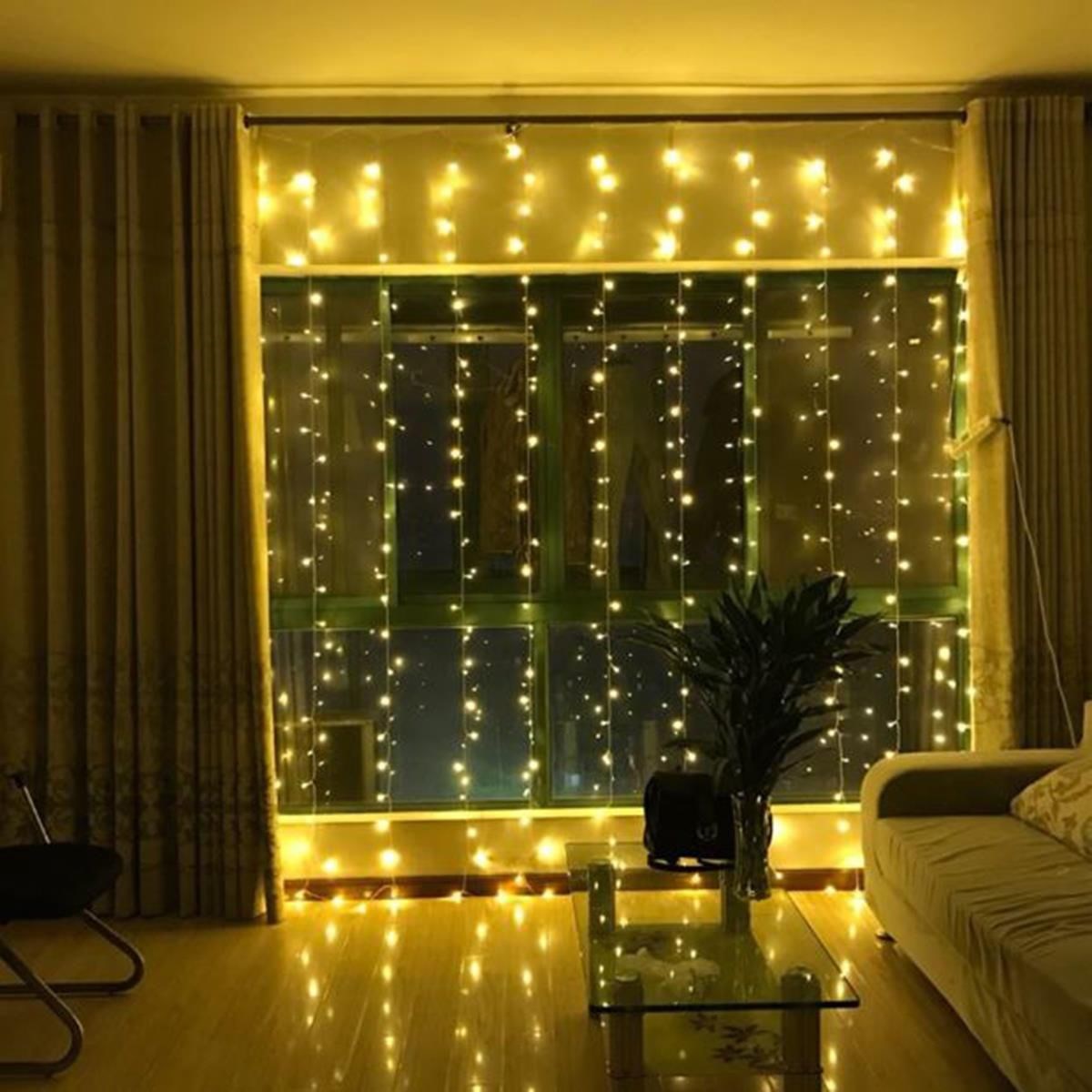 8 Fonksiyonlu 200 Led 10 Saçak Şerit Led 2x2 Perde İp Led (Gün Işığı) (5643)