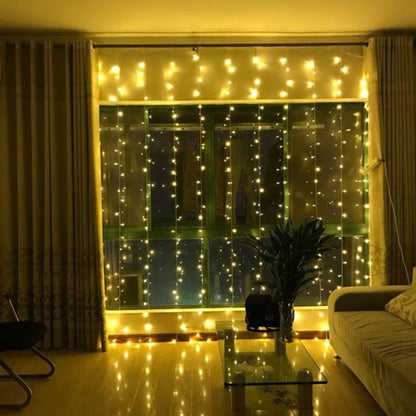 8 Fonksiyonlu 200 Led 10 Saçak Şerit Led 2x2 Perde İp Led (Gün Işığı) (5643)