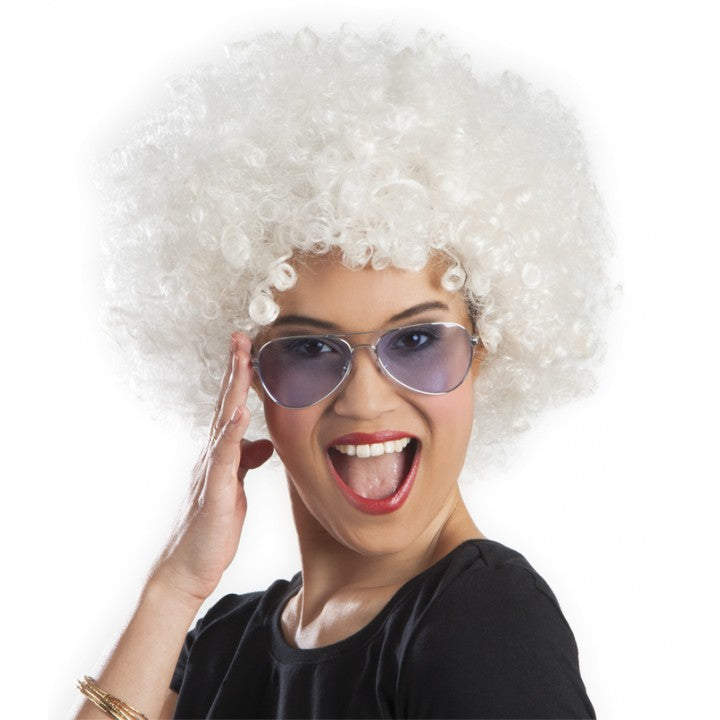 Beyaz Renk Kıvırcık Afro Bonus Peruk (5643)