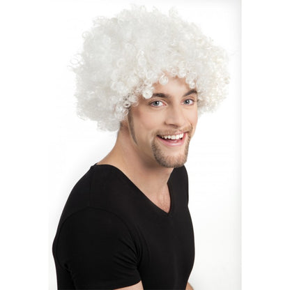 Beyaz Renk Kıvırcık Afro Bonus Peruk (5643)