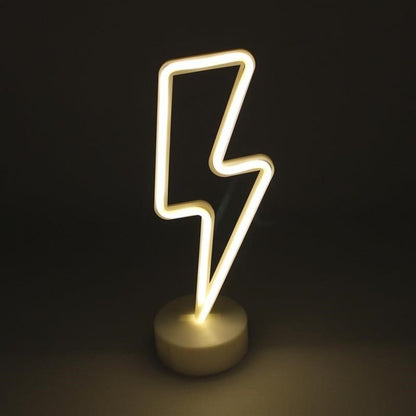 Dekoratif Şimşek Şeklinde Pilli Neon Led Lamba Süs Masa Lambası (5643)