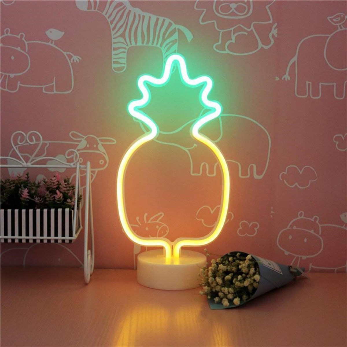 Dekoratif Ananaslı Neon Led Masa Ve Gece Lambası Hediyelik Lamba (5643)