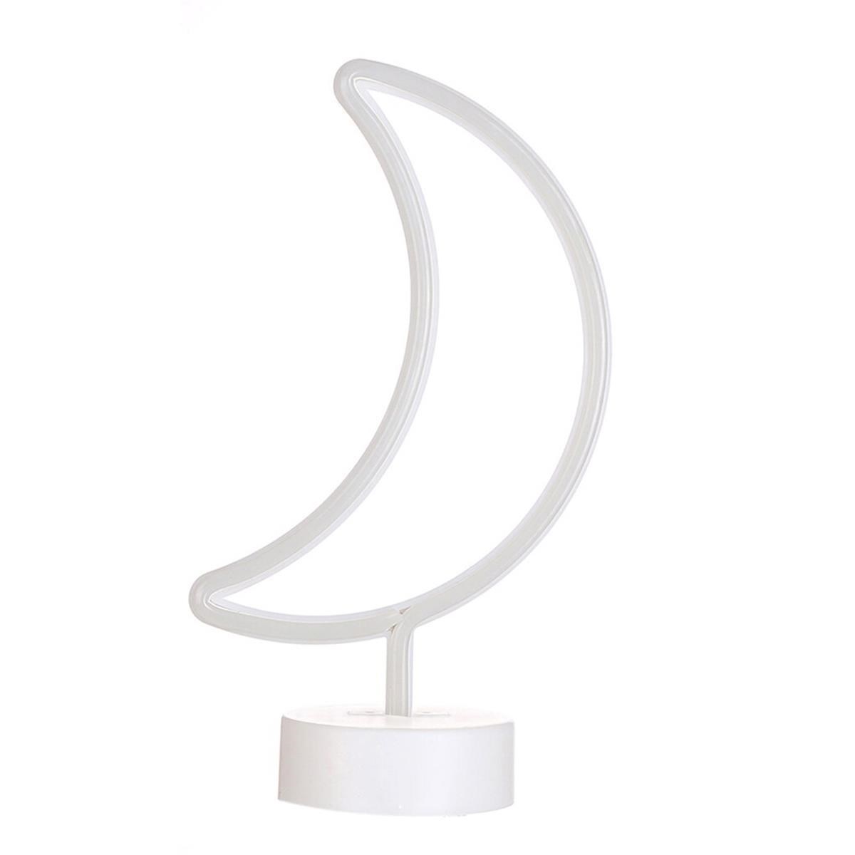 Dekoratif Pilli Ay Tasarımlı 3D Neon Led Masa Ve Gece Lambası (5643)