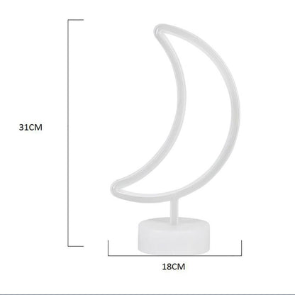Dekoratif Pilli Ay Tasarımlı 3D Neon Led Masa Ve Gece Lambası (5643)