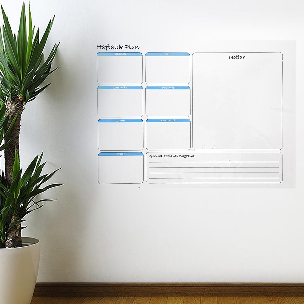 Haftalık Planlayıcı Manyetik Duvar Stickerı Takvim 70 cm x 56 cm (5643)